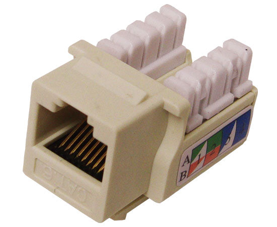 CAT6 RJ45 Punch Down Keystone Jack, Unshielded, U-Style, Almond