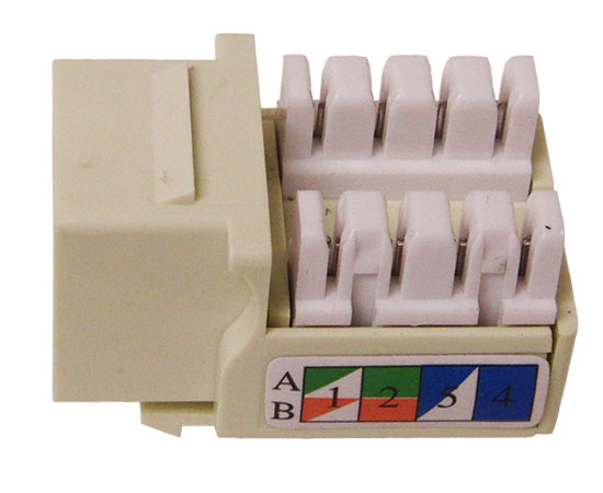 CAT6 RJ45 Punch Down Keystone Jack, Unshielded, U-Style, Almond