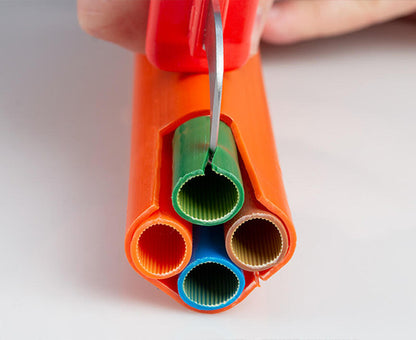 Insulated Cable Sheathing Knife - Close up of blade slicing through thick cable - Primus Cable