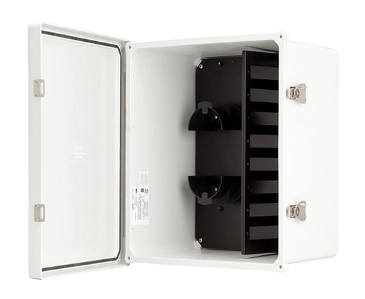 Wall Mount Fiber Patch Panel, NEMA 4X Rated, Up to 48 Ports with Spool