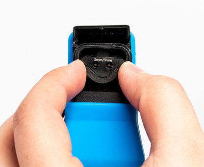 Advanced Optical Fiber Identifier w/ Power Meter & VFL - Close up of tester hand held - Primus Cable