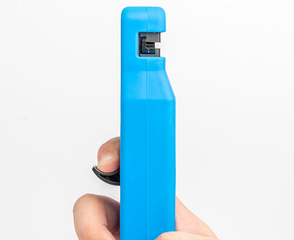 Advanced Optical Fiber Identifier w/ Power Meter & VFL - Close up side view of identifier - Primus Cable