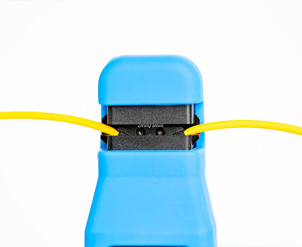 Advanced Optical Fiber Identifier w/ Power Meter & VFL - Close up of tool working with yellow cable - Primus Cable