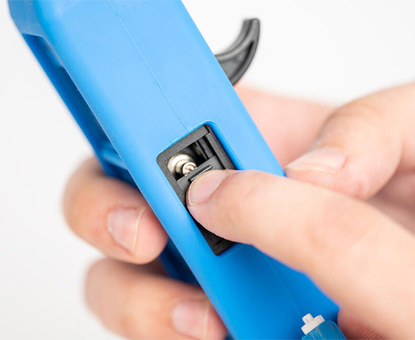 Advanced Optical Fiber Identifier w/ Power Meter & VFL - Close up of sliding side - Primus Cable