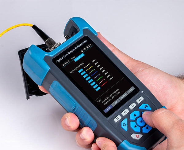 Multi-Function OTDR - Tool in use plugged in - Primus Cable