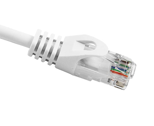 CAT5E Ethernet Patch Cable, Snagless Molded Boot, RJ45 - RJ45, 1ft - White