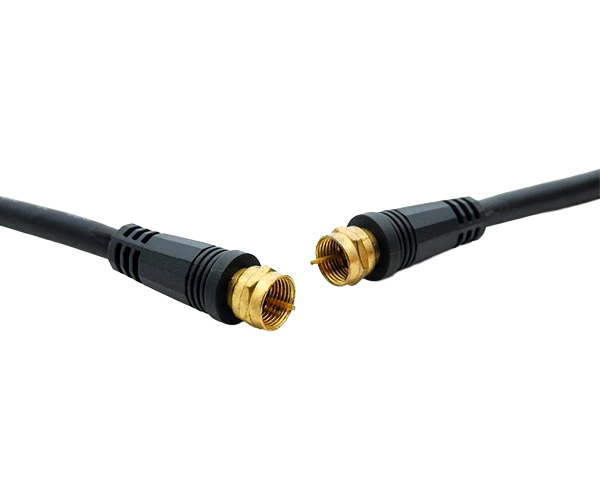 RG6 Patch Cable with Gold-Plated Screw-On F-Type Connector, Available in Lengths Ranging from 3ft to 100ft, Black