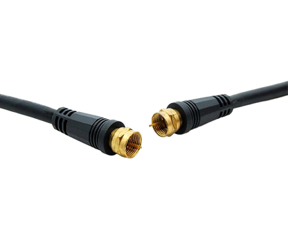 RG6 Patch Cable with Gold-Plated Screw-On F-Type Connector, Available in Lengths Ranging from 3ft to 100ft, Black