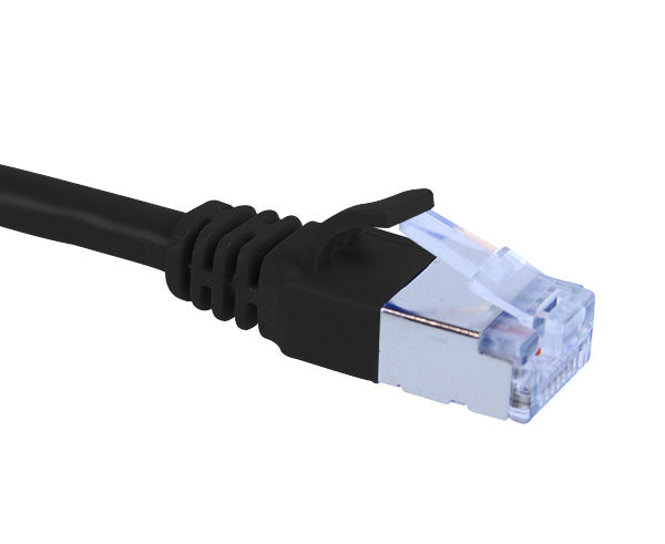 CAT6A Ethernet Patch Cable, Shielded, Slim6AS Series Snagless Boot, U/FTP, RJ45-RJ45 - Black