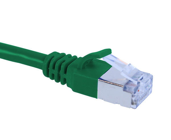 CAT6A Ethernet Patch Cable, Shielded, Slim6AS Series Snagless Boot, U/FTP, RJ45-RJ45 - Green