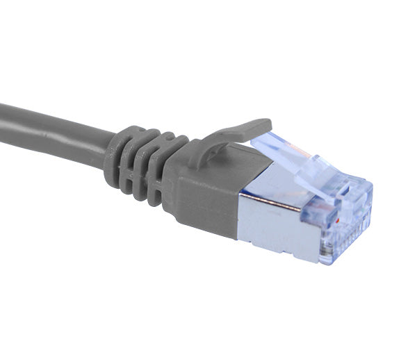 CAT6A Ethernet Patch Cable, Shielded, Slim6AS Series Snagless Boot, U/FTP, RJ45 - RJ45 - 6ft - Grey