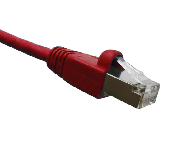 CAT6A 10G Ethernet Patch Cable, Shielded, Snagless Molded Boot, RJ45 - RJ45 - Red