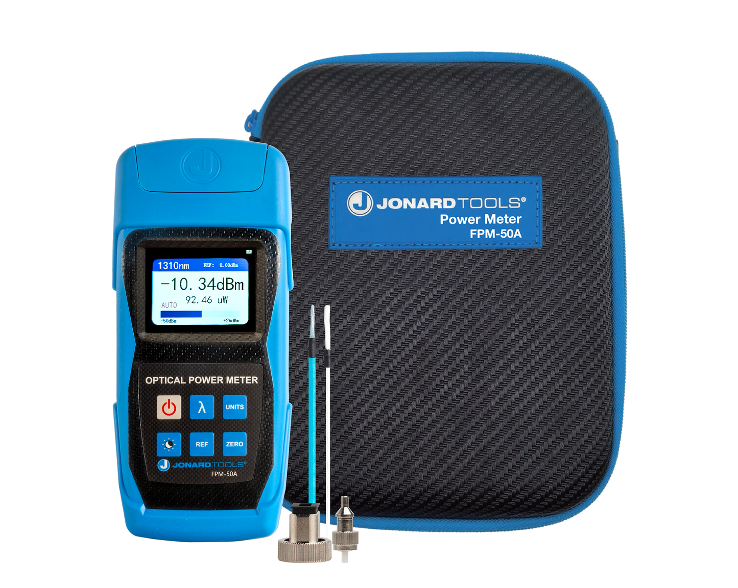 Fiber Optic Power Meter (-50 to +26 dBm) with FC/SC/LC Adapters | FPM-50A