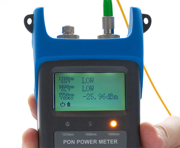 Passive Optical Network Power Meter for BPON/EPON/GPON - Meter screen on and in use - Primus Cable