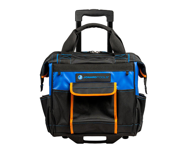 Professional Rolling Tool Bag, 18 Pockets, 16" - Blue Black and Orange Exterior - Primus Cable