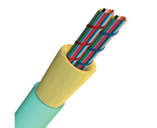 MicroCore® 24-Strand OM4 Fiber Optic Cable, Plenum, 3mm, Aqua Jacket ...