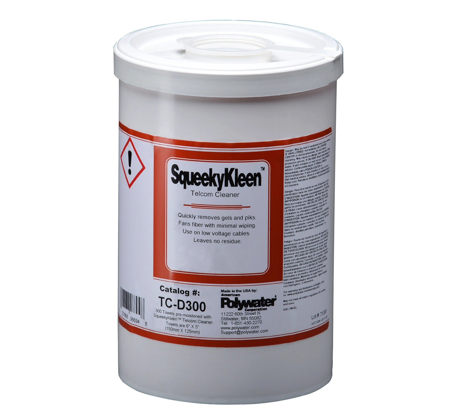 Polywater® SqueekyKleen™ Gel Filled Cleaner, SPLICE PREPARATION CLEANERS