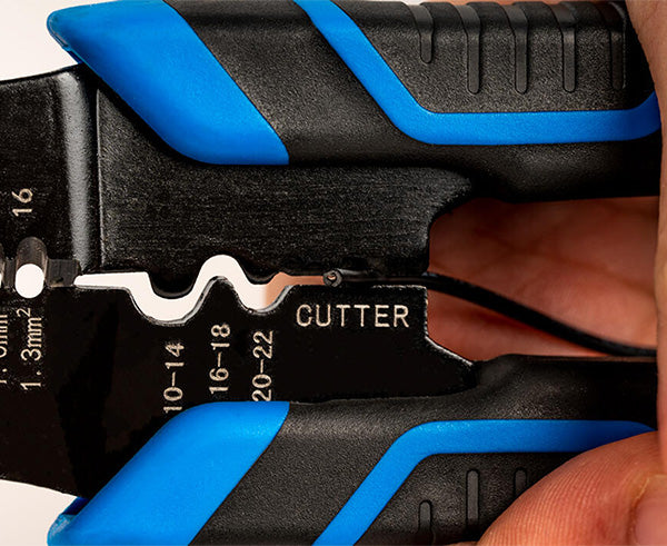 Electric Lug and Terminal Crimper Cutting a Cable - Primus Cable
