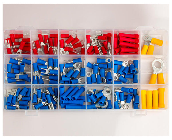Solderless Ring and Lug Terminal Kit, 178 Pcs - Clear organizer box full of tools from kit - Primus Cable