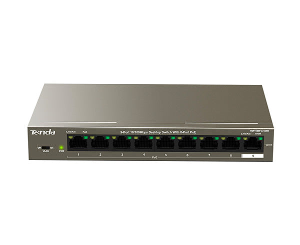 9-Port Fast Unmanaged Switch With 8-Port PoE