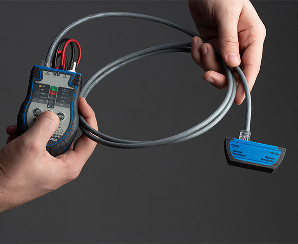 TET-700BC Cable Tester & Toner+ w/ ABN - In use hand held - Primus Cable