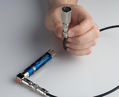 Pocket Continuity Tester & Toner w/ Voltage Protection - In use close up of tester - Primus Cable