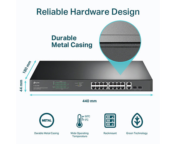 18-Port Gigabit Rackmount Switch with 16 PoE+