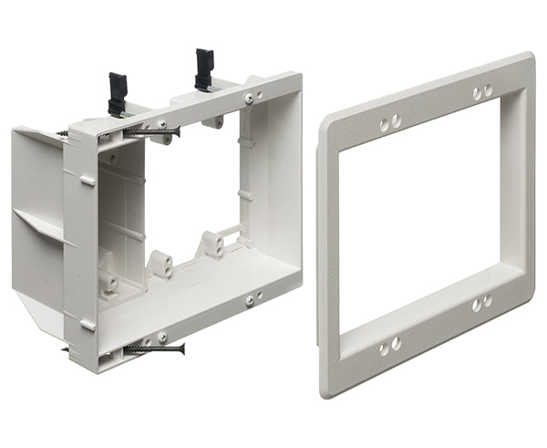 Three Gang Recessed TV Box for Power and Low Voltage, White