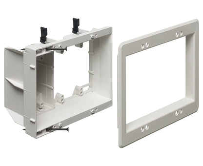 Three Gang Recessed TV Box for Power and Low Voltage, White