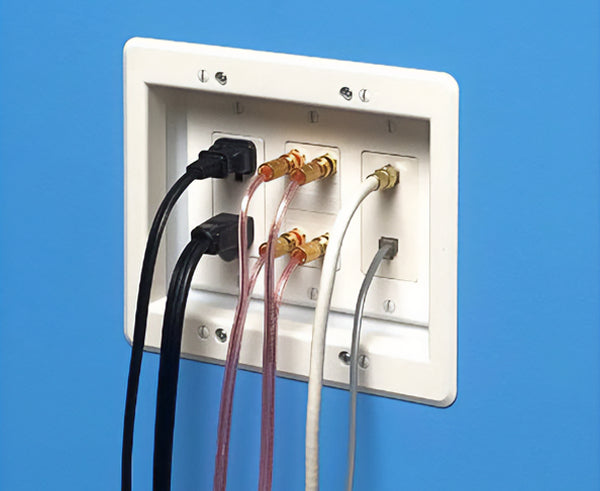 Three Gang Recessed TV Box for Power and Low Voltage, White