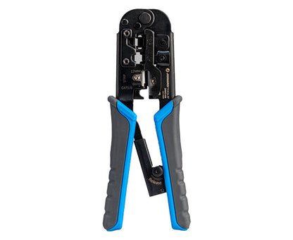 6-in-1 Crimping Tool, RJ45 Pass-through & RJ11/12 Modular - Blue and black design - Primus Cable