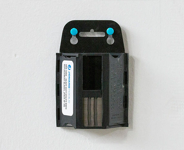 Heavy Duty Utility Knife Replacement Blades, P/50 - Replacement blade case hung on wall with tacks - Primus Cable