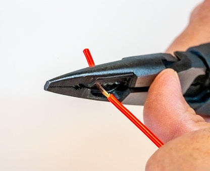 Heavy-Duty Wire Stripping Pliers for 10-16 AWG - Pliers in use on wire - Primus Cable