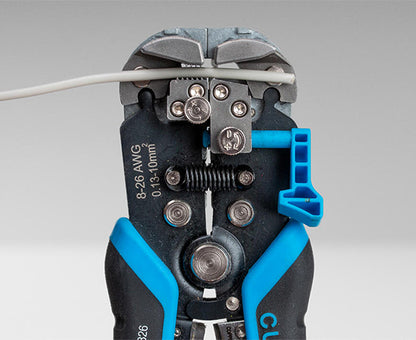 Wire Stripper & Crimper (8 AWG-26 AWG) - Wire stripper up close - Primus Cable