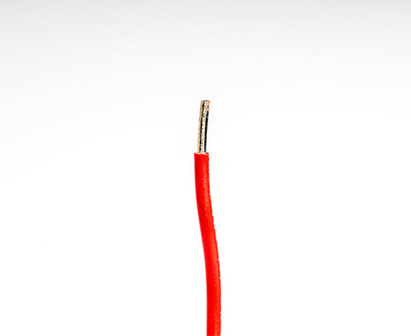 Stainless Steel Curved Wire Stripper, 10-20 AWG - Result of tool stripping red wire - Primus Cable