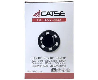 CAT5E Outdoor Bulk Ethernet Cable, Shielded Solid Copper CMR/CMX, 24 AWG 1000FT