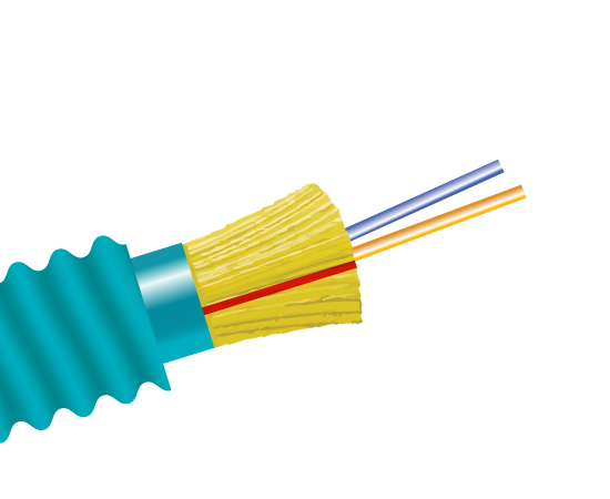 Fiber Optic Cable, 2 Strand, Multimode, 50/125 10 Gig OM3, Armored Indoor/Outdoor Distribution, Riser