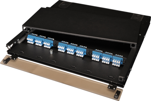Fiber Patch and Splice Panel, High Density, Slide-Out, 1U, 3 Adapter Panel Capacity