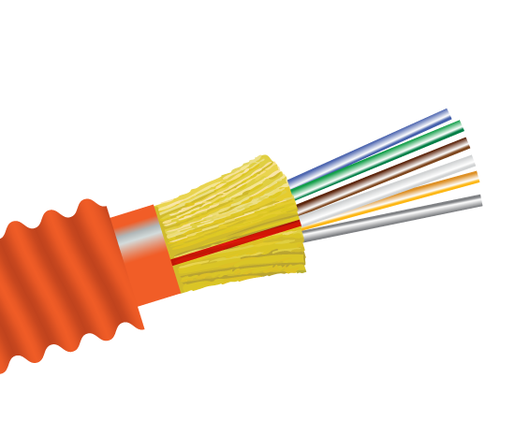Armored Riser Fiber Optic Cable, Multimode OM1, Indoor/Outdoor Distribution