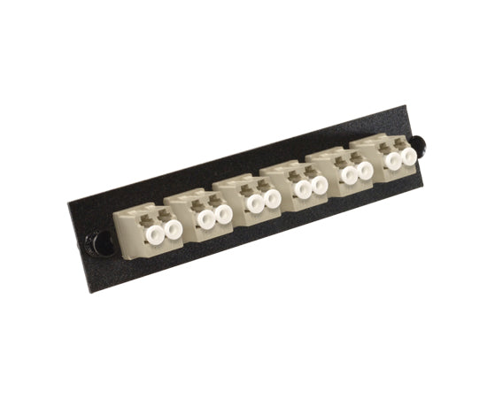 LC Fiber Optic Adapter Plate with 6 Duplex Multimode Adapters