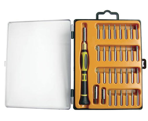 Precision Screwdriver 33 Piece Set - Carrying case with molded plastic for bit sizes - Primus Cable