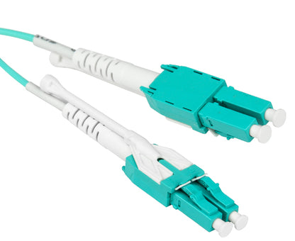 Switchable Uniboot Fiber Optic Pull/Push Patch Cable, LC to LC, Duplex, 10 Gig Multimode 50/125 OM3, 1 Meter