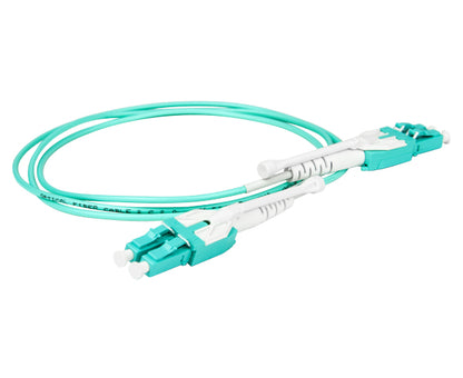 Switchable Uniboot Fiber Optic Pull/Push Patch Cable, LC to LC, Duplex, 10 Gig Multimode 50/125 OM3, 1 Meter