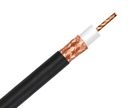 RG58 CM Rated Coaxial Cable, 20 AWG, 1000 ft, Black