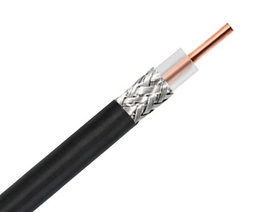 RG58 50 Ohm Wireless Transmission Coaxial Cable, 20 AWG Solid BC, 95% TC Braid, PVC Jacket, CMX, 500 ft, Black