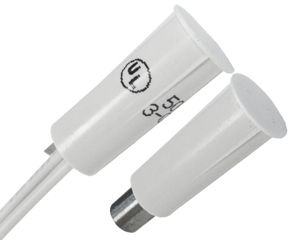 Recessed 3/8" Switch Set Magnetic Contact, 1" Plus Standard Gap, 12" leads, White 