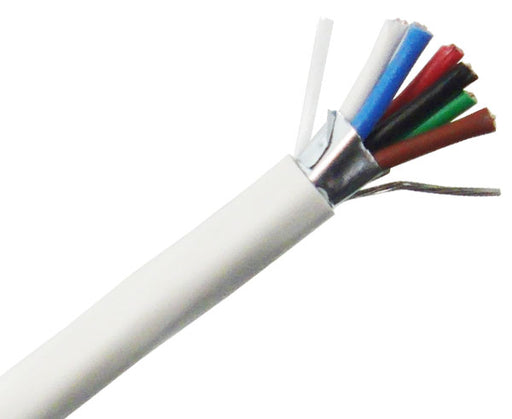 18/6 Alarm Security Cable, CMP, 7 Strand shielded wire, 1000' White	