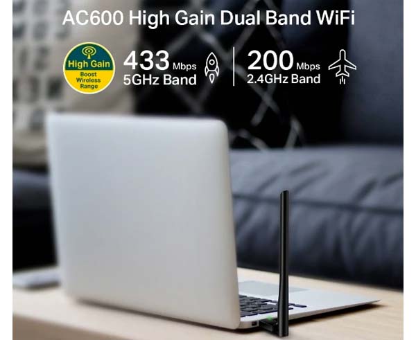 AC600 High Gain Wireless Dual Band USB Adapter