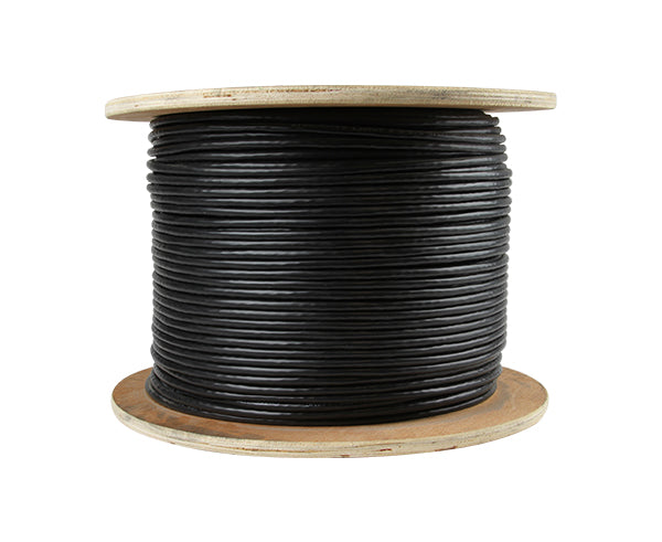 RG6 CATV Dual Shield Direct Burial Coaxial Cable, 18 AWG CCS, CM, 60percent AL Wire Braid, AL Foil Shield, Black, 925FT