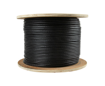 RG6 CATV Dual Shield Direct Burial Coaxial Cable, 18 AWG CCS, CM, 60percent AL Wire Braid, AL Foil Shield, Black, 925FT